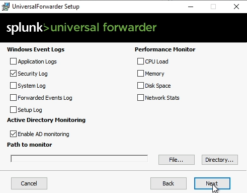 Splunk monitoring options
