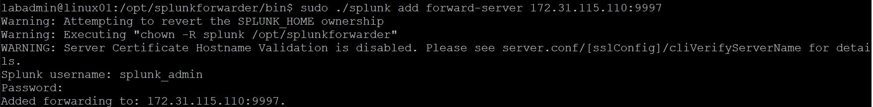 Configure Linux forwarder