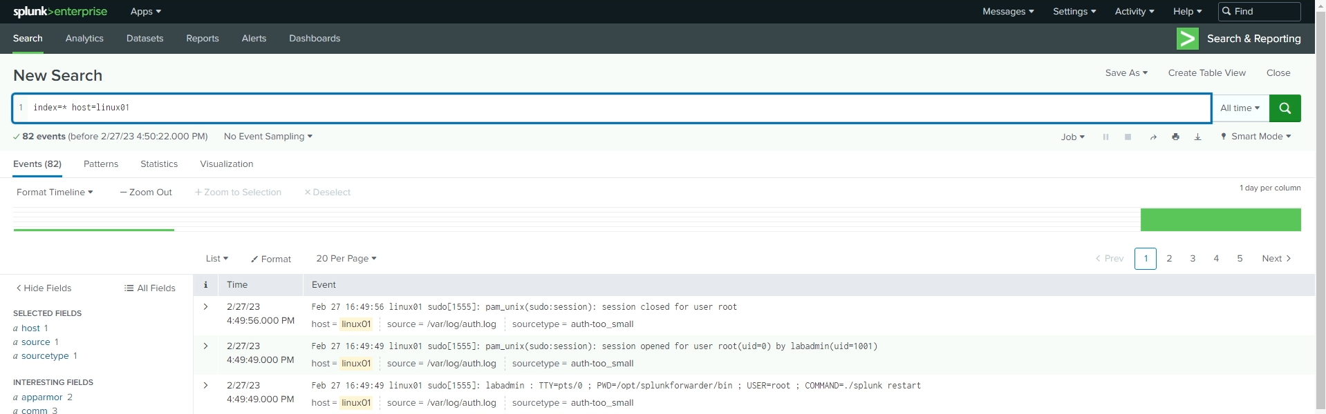 Splunk search linux01